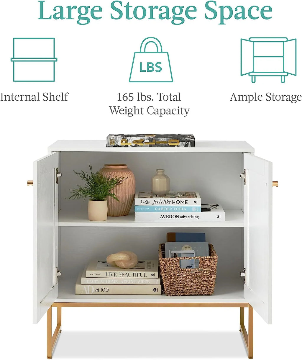 White 2-Door Rattan Storage Cabinet P2689