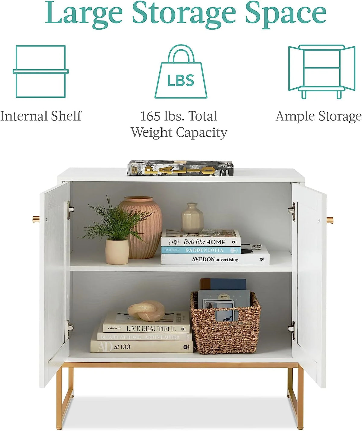 White 2-Door Rattan Storage Cabinet P2689