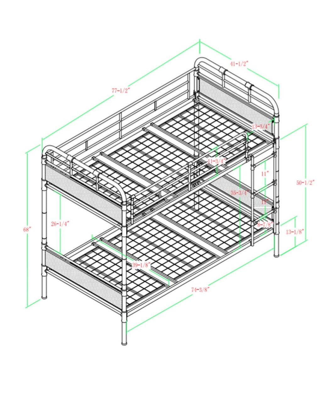 Twin Over Twin Metal Wood Bunk Bed J663895