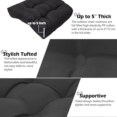 Water-Repellent Outdoor Chair Cushions Set of 2, 19”X19” Tufted Seat Cushions W50135