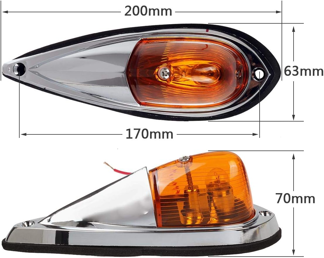 Amber Cab Marker Roof Running Lights Kit Teardrop S854