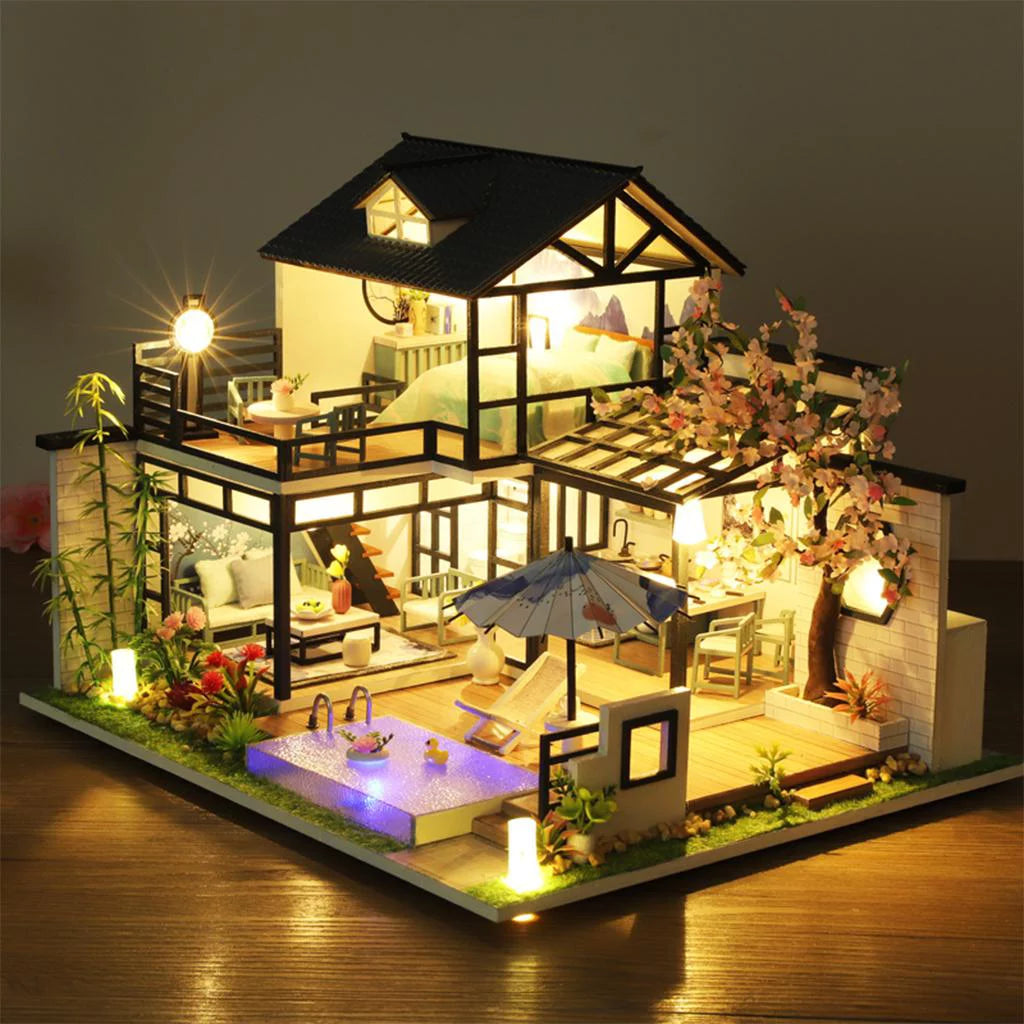 DIY Wooden Dollhouse with Furniture O275