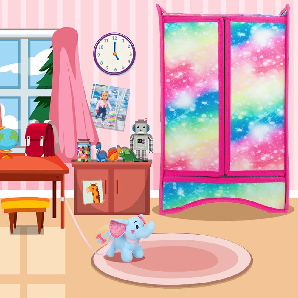 18 Inch Doll Clothes Wardrobe with Hangers and Storage Box C9845