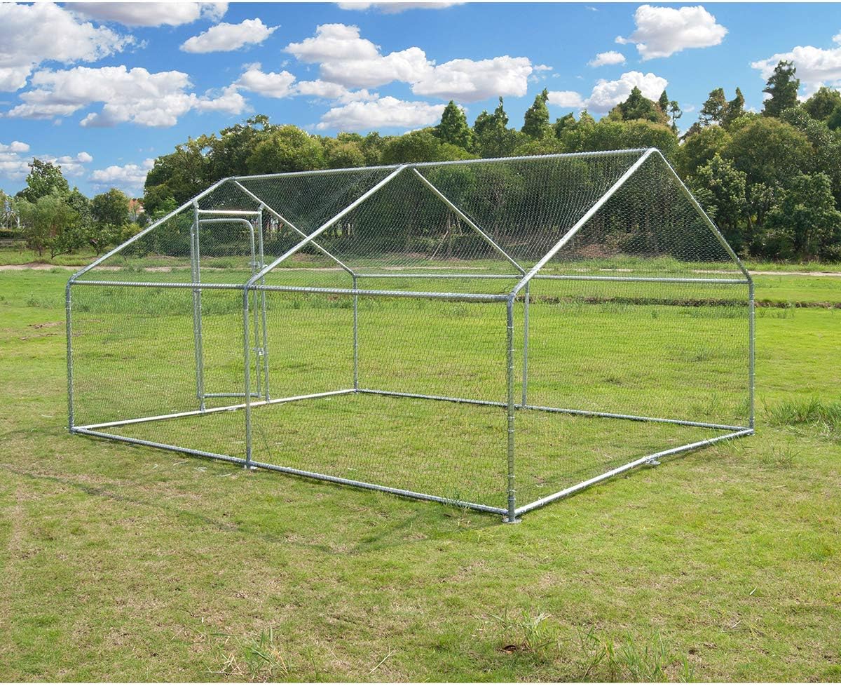 Large Metal Walk-in Chicken Coop with Waterproof Cover G8530