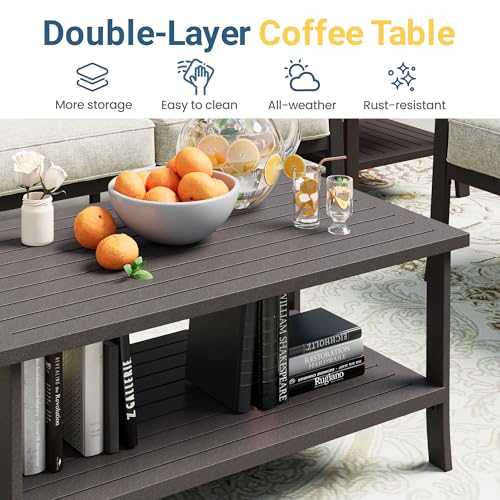 5-Piece Outdoor Metal Sectional Furniture Set with Cushions and Coffee Table E93693