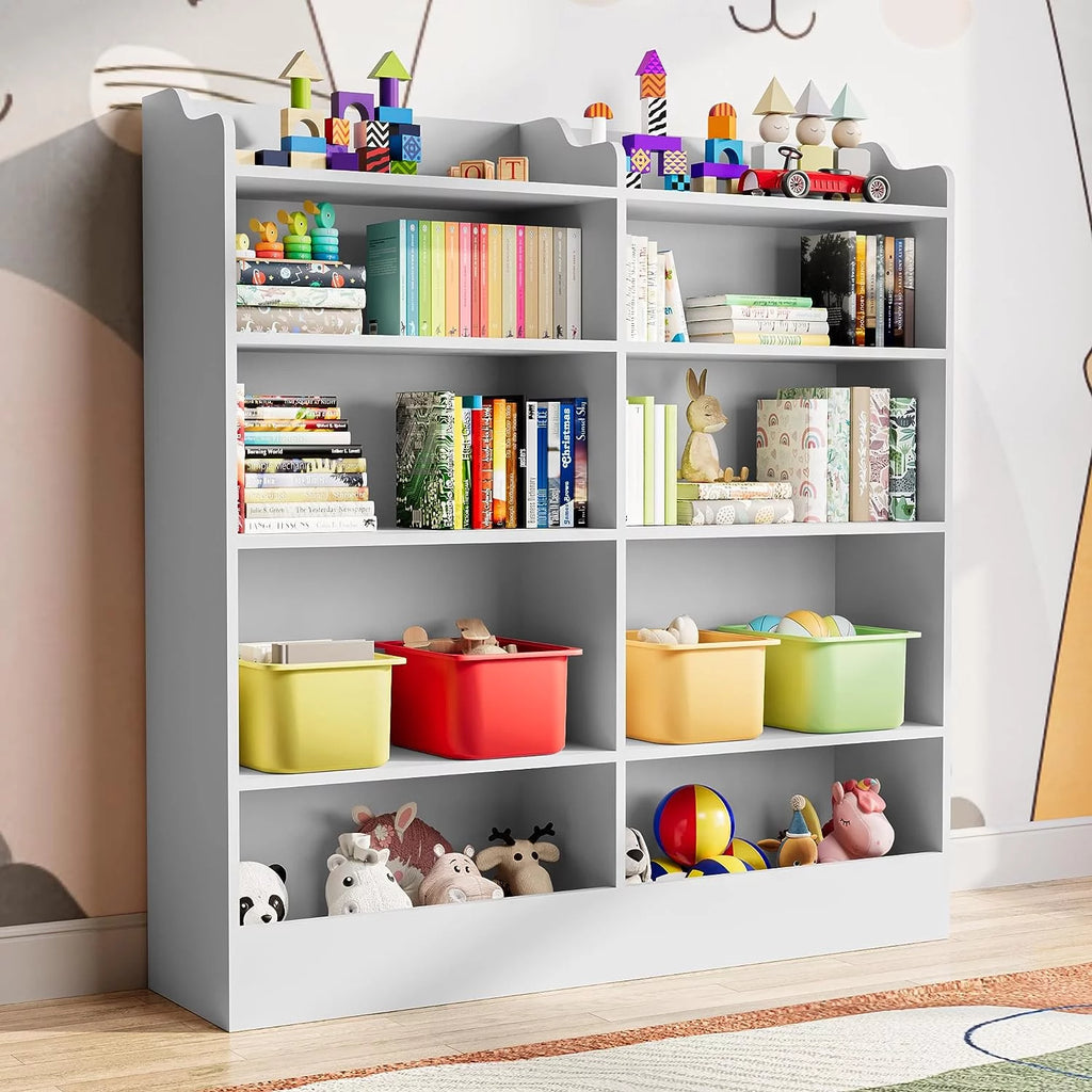 5 Tier White Wooden Kids Bookshelf N54836