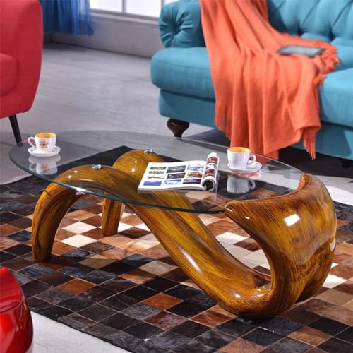 Oval Glass Coffee Table (Orange) Y754394