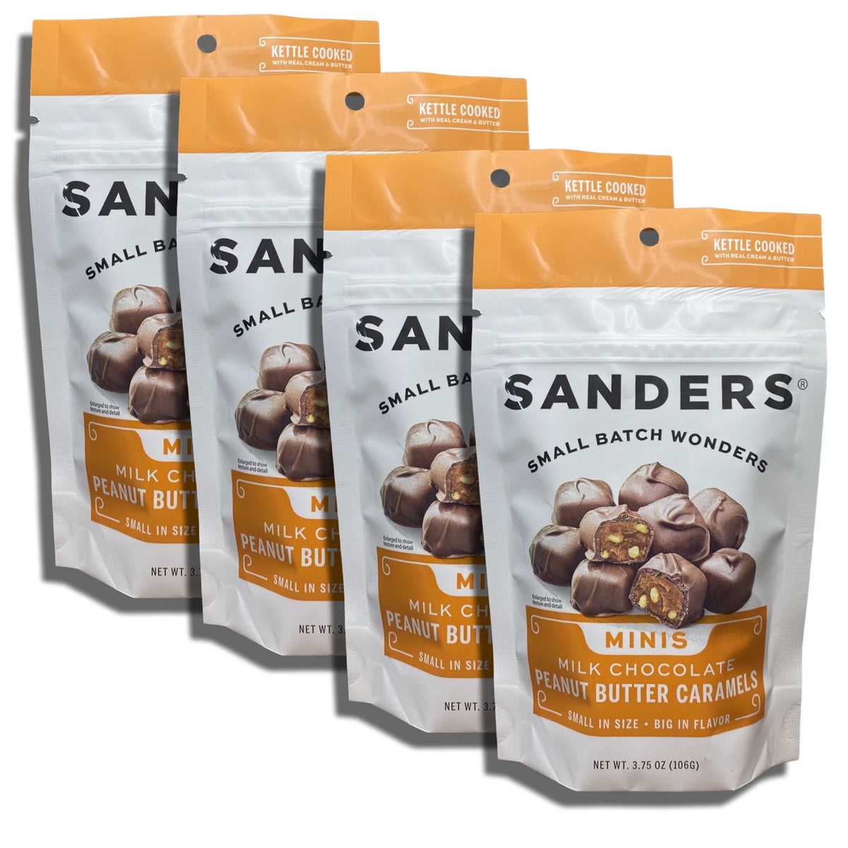 Milk Chocolate Peanut Butter Caramels 3.75 Ounce Bag Value Pack of 4 K85852