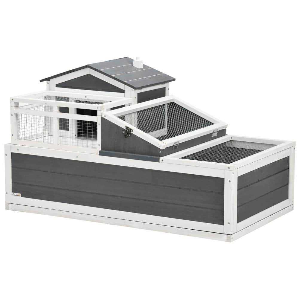 3-Room Wooden Tortoise Habitat House with Balcony J693174