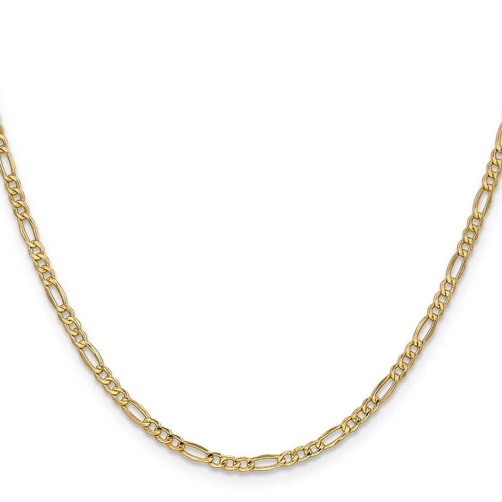 14K 26 inch 2.5mm Semi-Solid Figaro Chain with Lobster Clasp P238681
