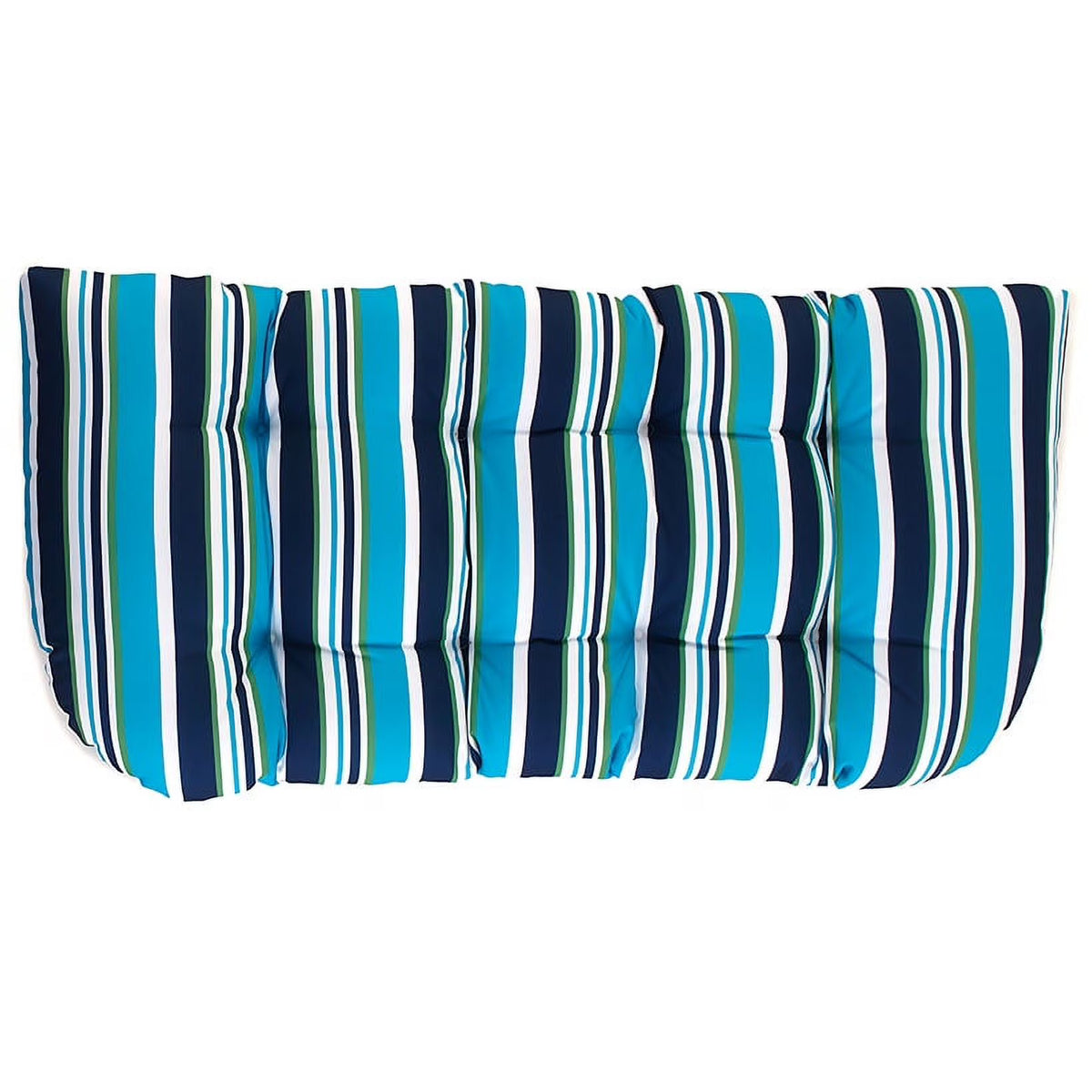 Blue Stripe Wicker Loveseat Cushion S4150