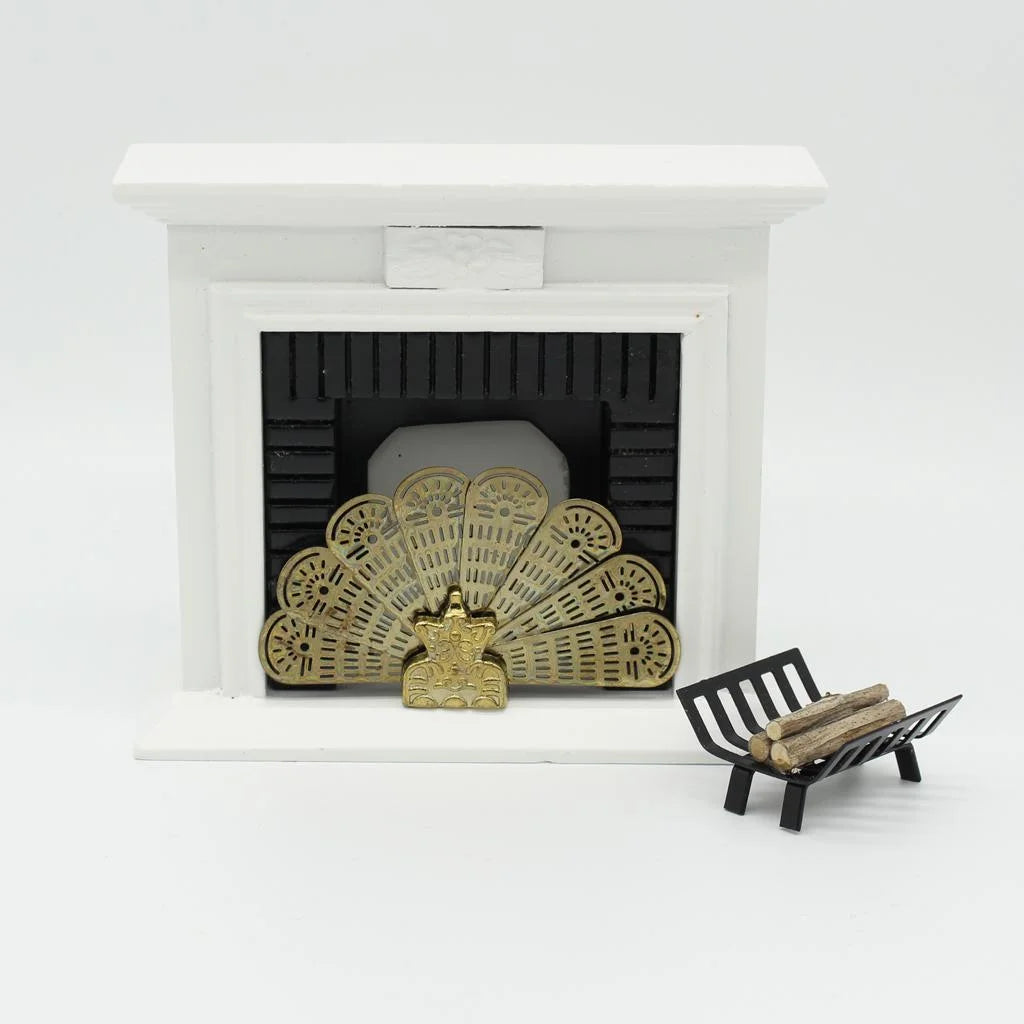 1:12 Scale Metal Peacock Fan Fireplace Screen P31521