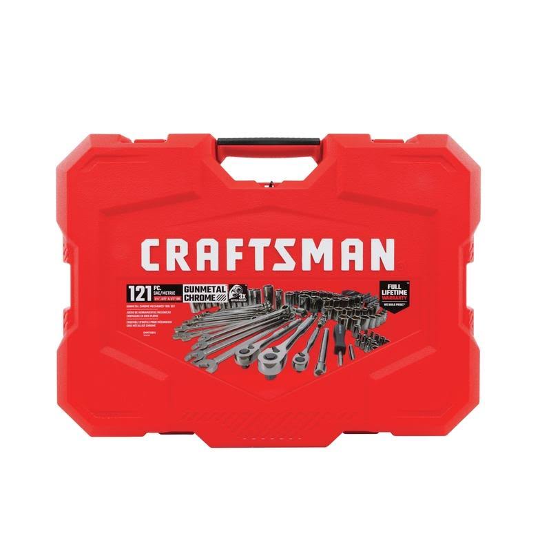 121 Piece SAE and Metric Chrome Mechanic Tool Set O679