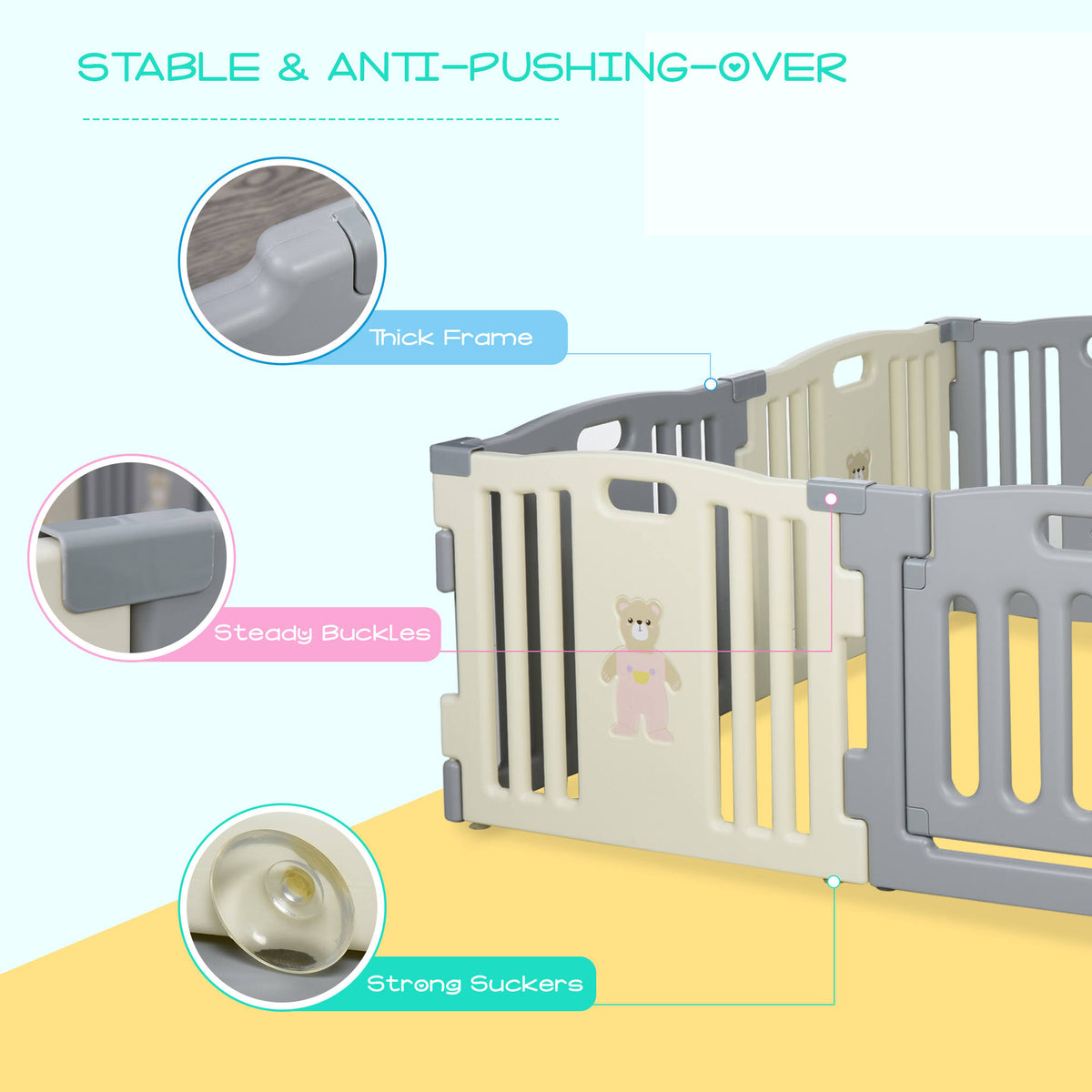 8-Piece Children Baby Playpen Activity Center Fence U67363
