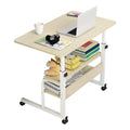 Beige 3-Tier Mobile Laptop Desk with Rolling Wheels K647
