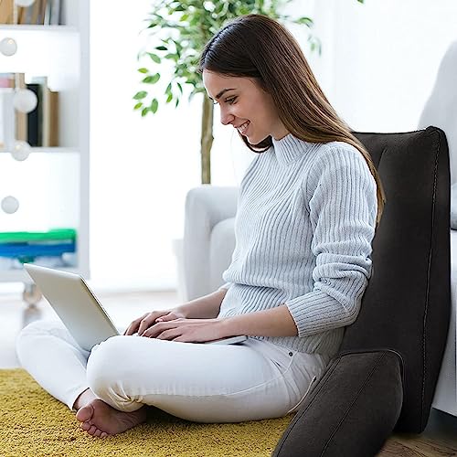 Grey Inflatable Reading Backrest Pillow with Arm Support Y37450