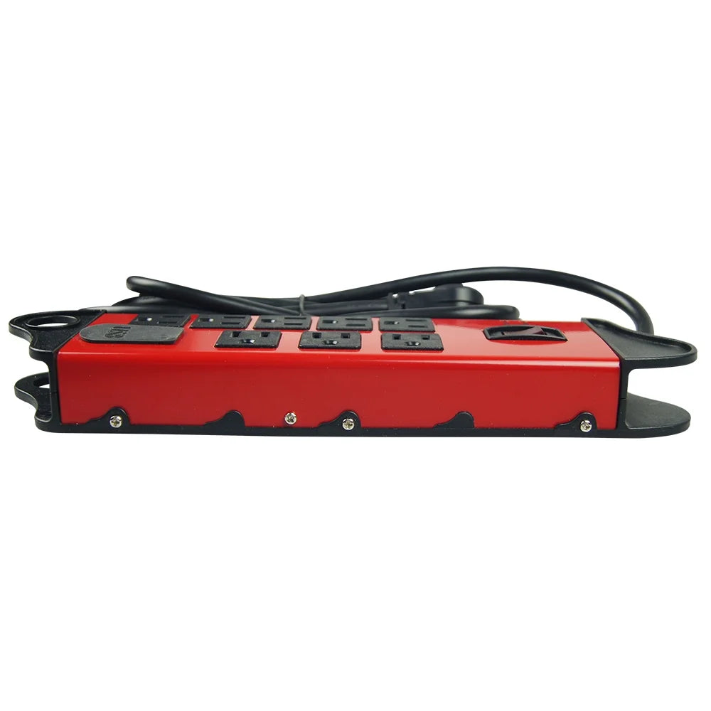 Red Metal Surge Protector with 2 USB X637