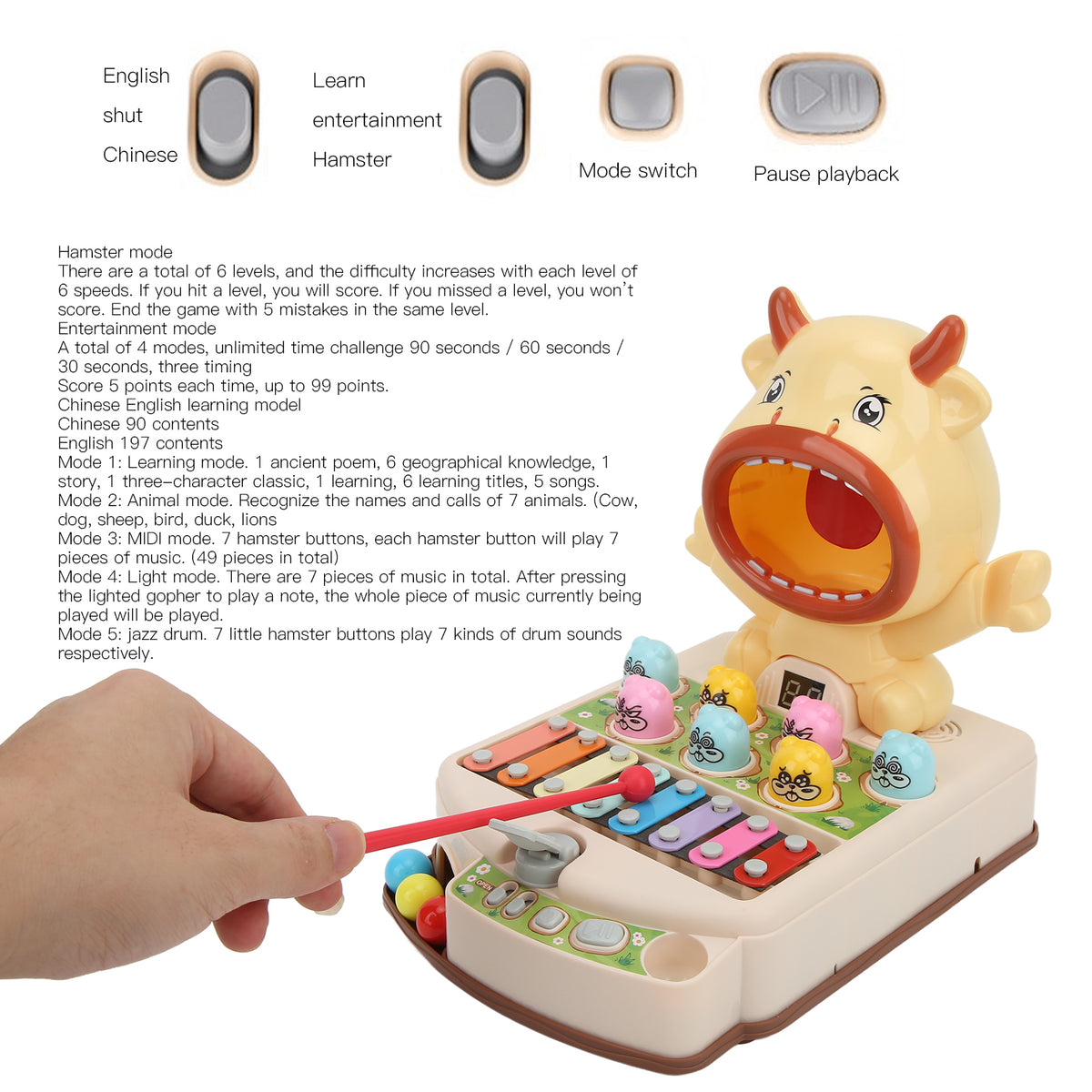 Whack Mouse Game Early Education Toy for Kids Over 3 Years Old A855
