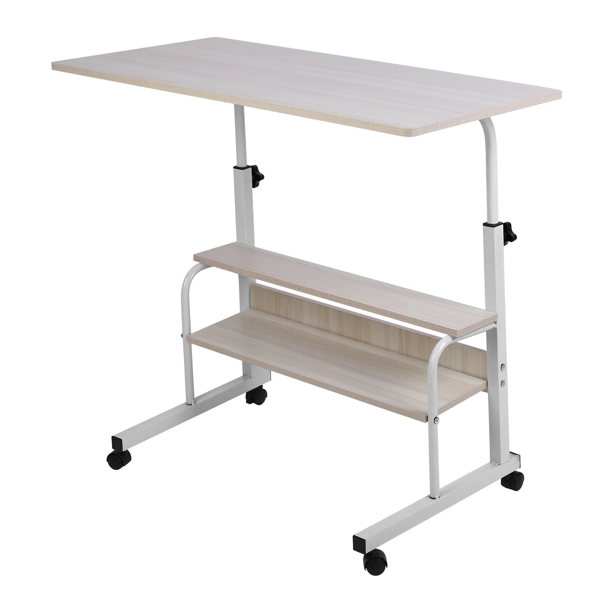 Beige 3-Tier Mobile Laptop Desk with Rolling Wheels K647