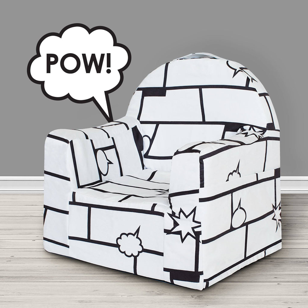 White/Black Comic Book Reader Chair G161