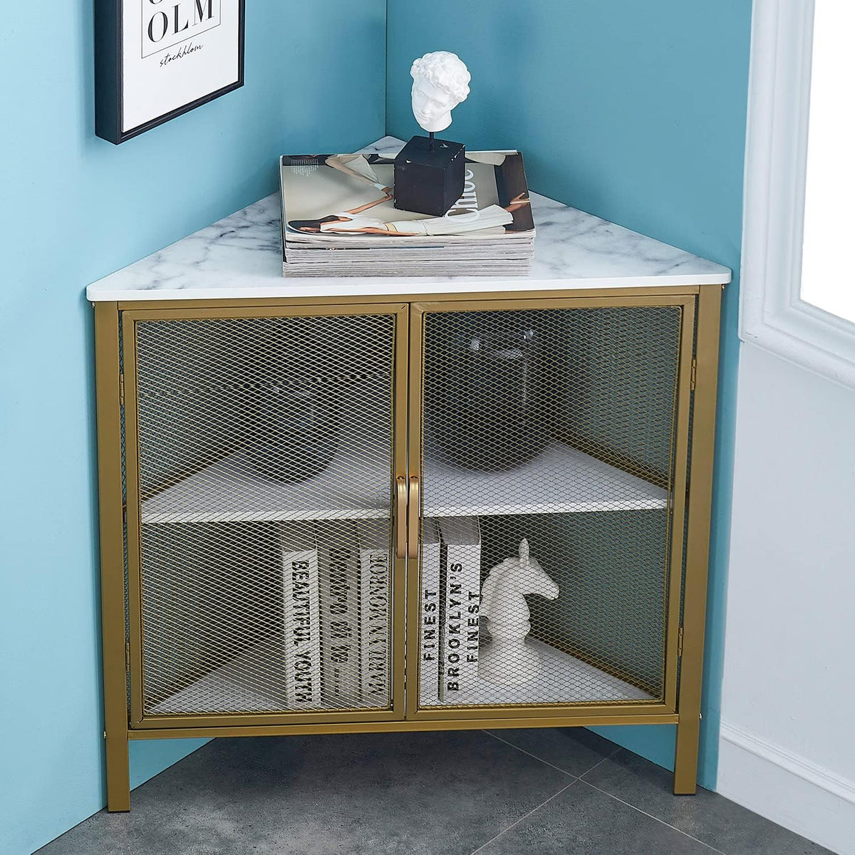 3-Tier Corner Shelf with Ventilation Door J67695