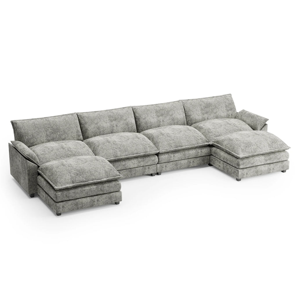 U-Shape 4 Seat Sectional Sofa with Chaise Lounge Gray P84535