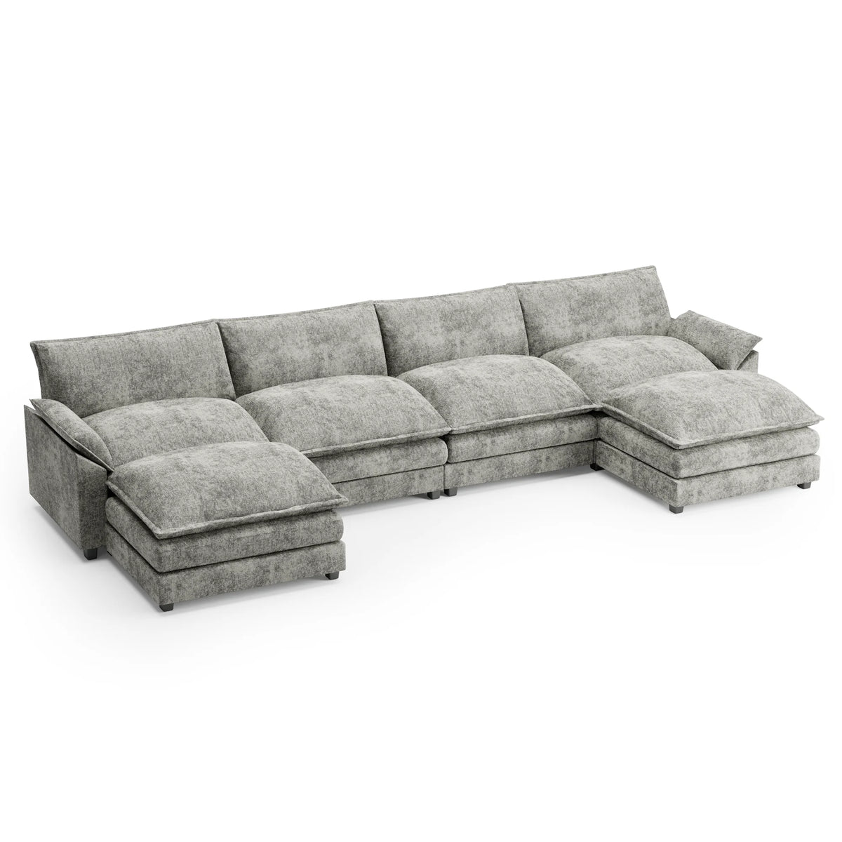 U-Shape 4 Seat Sectional Sofa with Chaise Lounge Gray P84535
