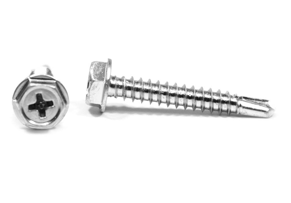#6-20 x 1 1/2 Self Drilling Screw Phillips Hex Washer Head Zinc Plated I456