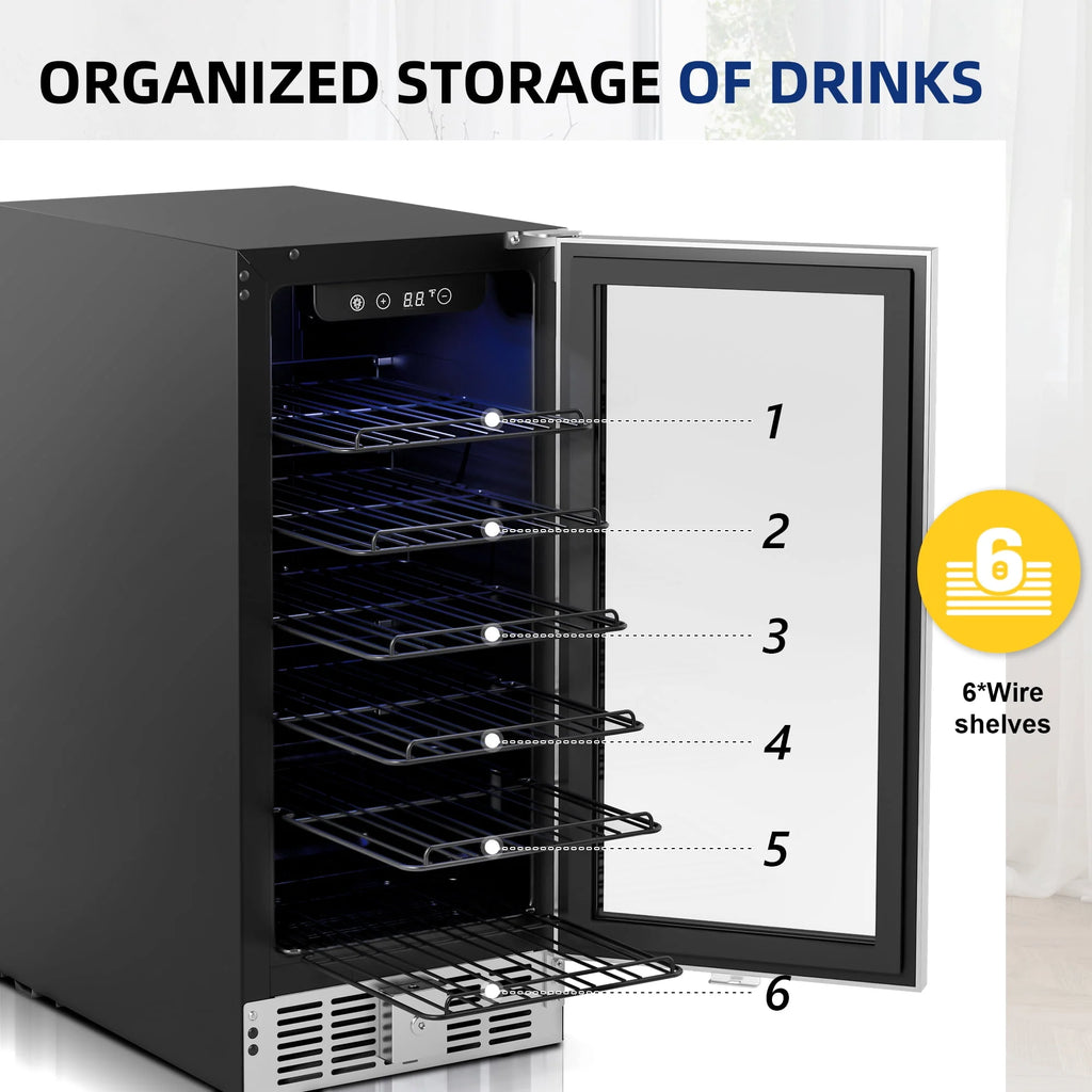 15 Beverage Cooler Refrigerator with Glass Door N59476