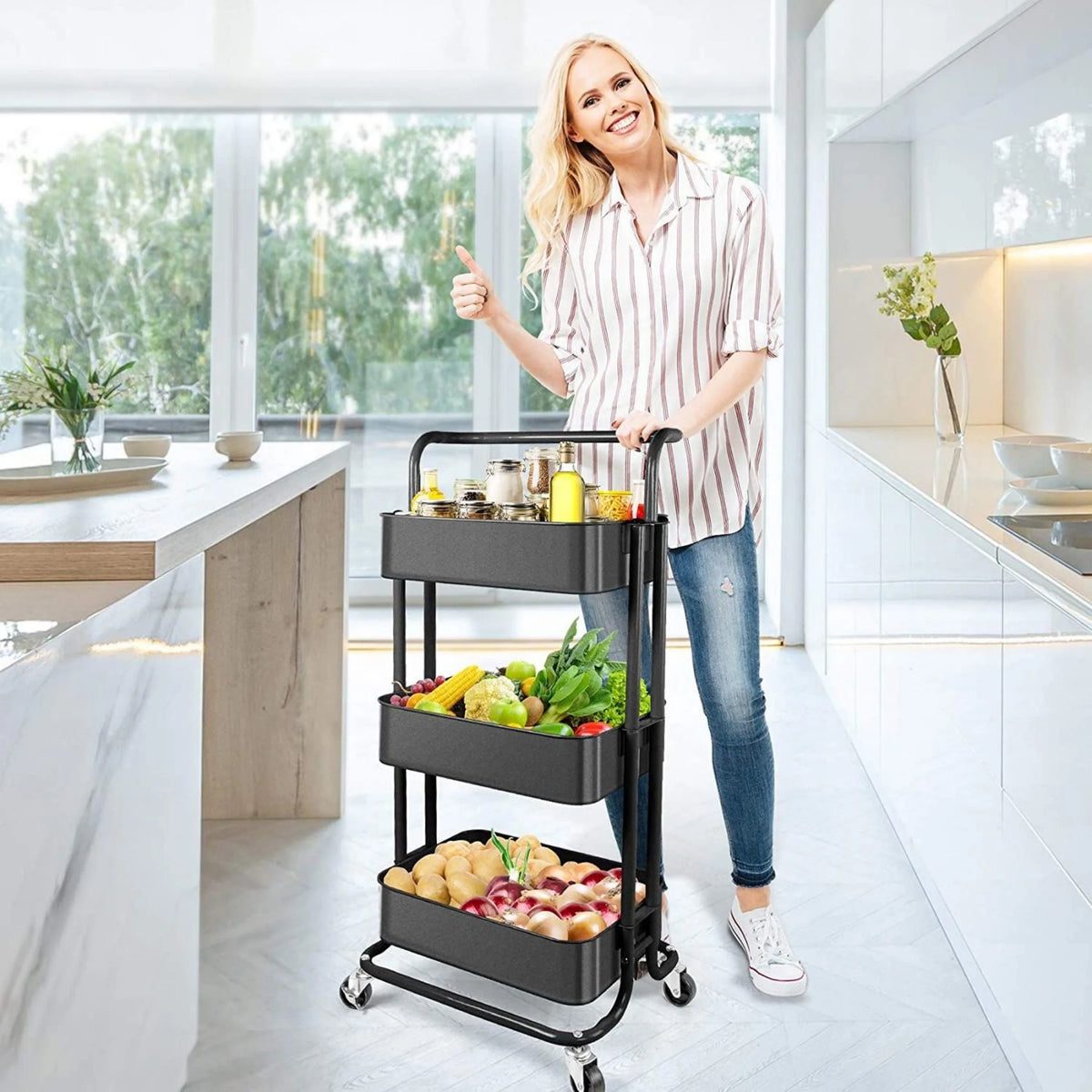 3-Tier Rolling Trolley V223057