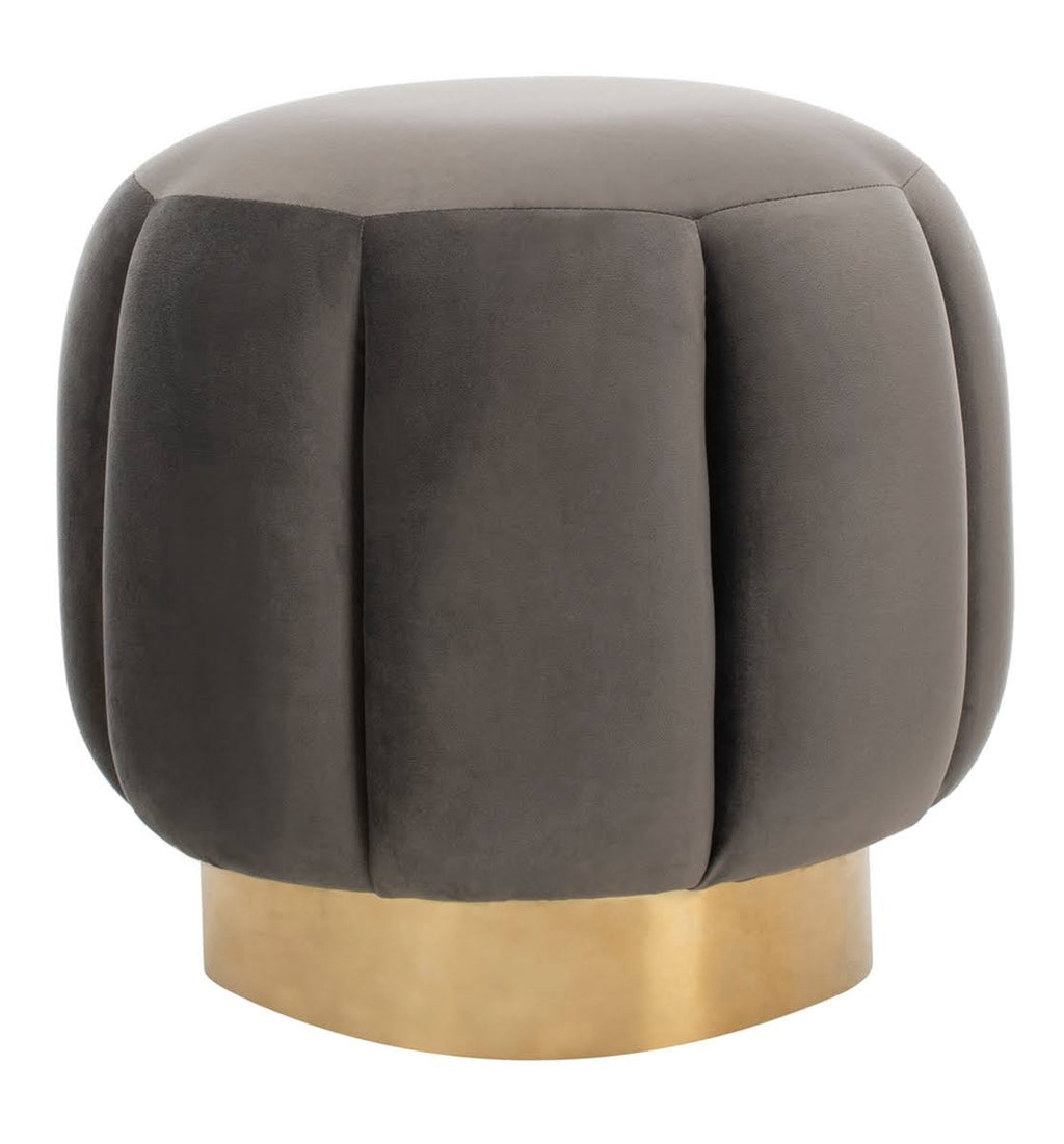Dark Gray Channel Tufted Ottoman B805