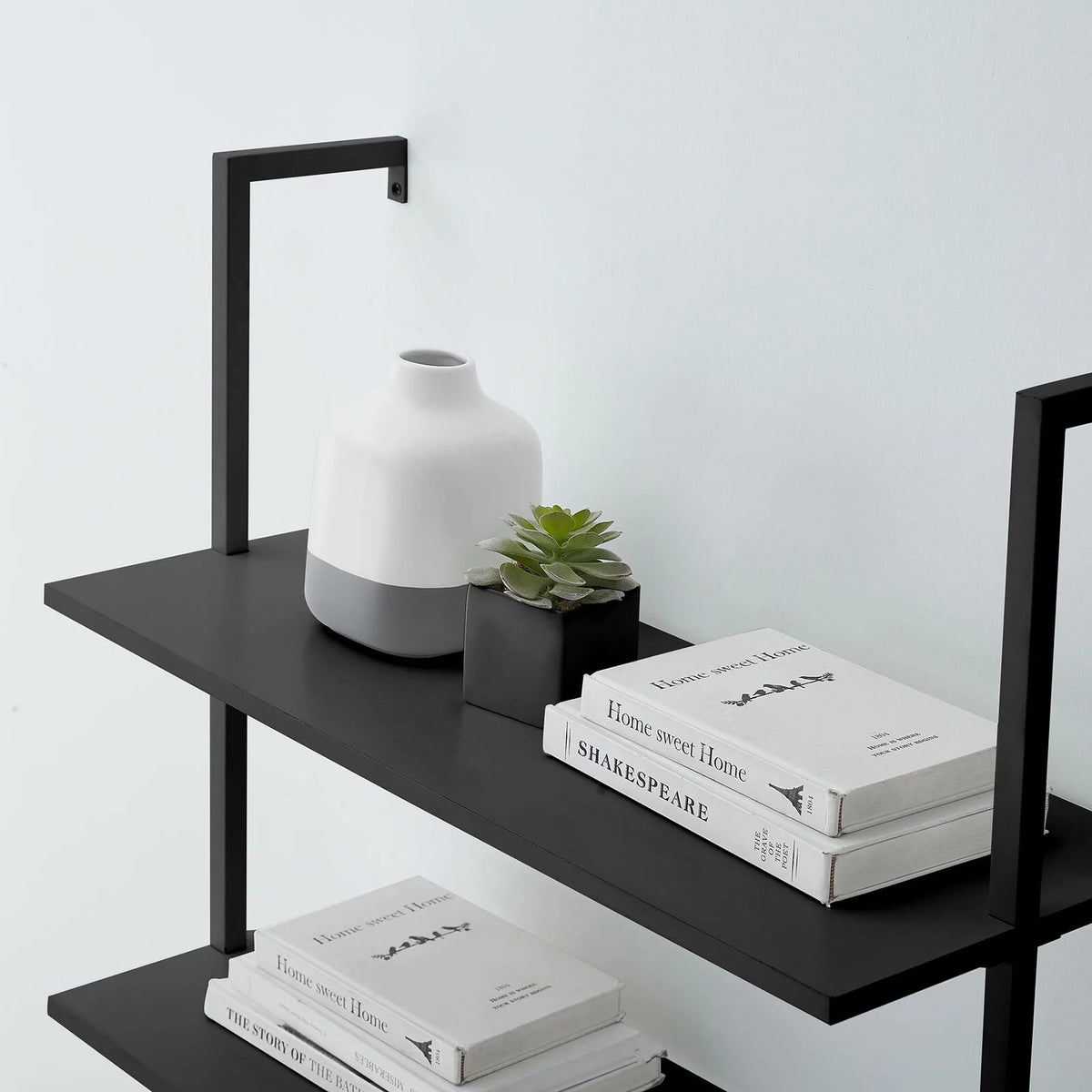 White 6-shelf Wood Wall-Mounted Bookshelf G954