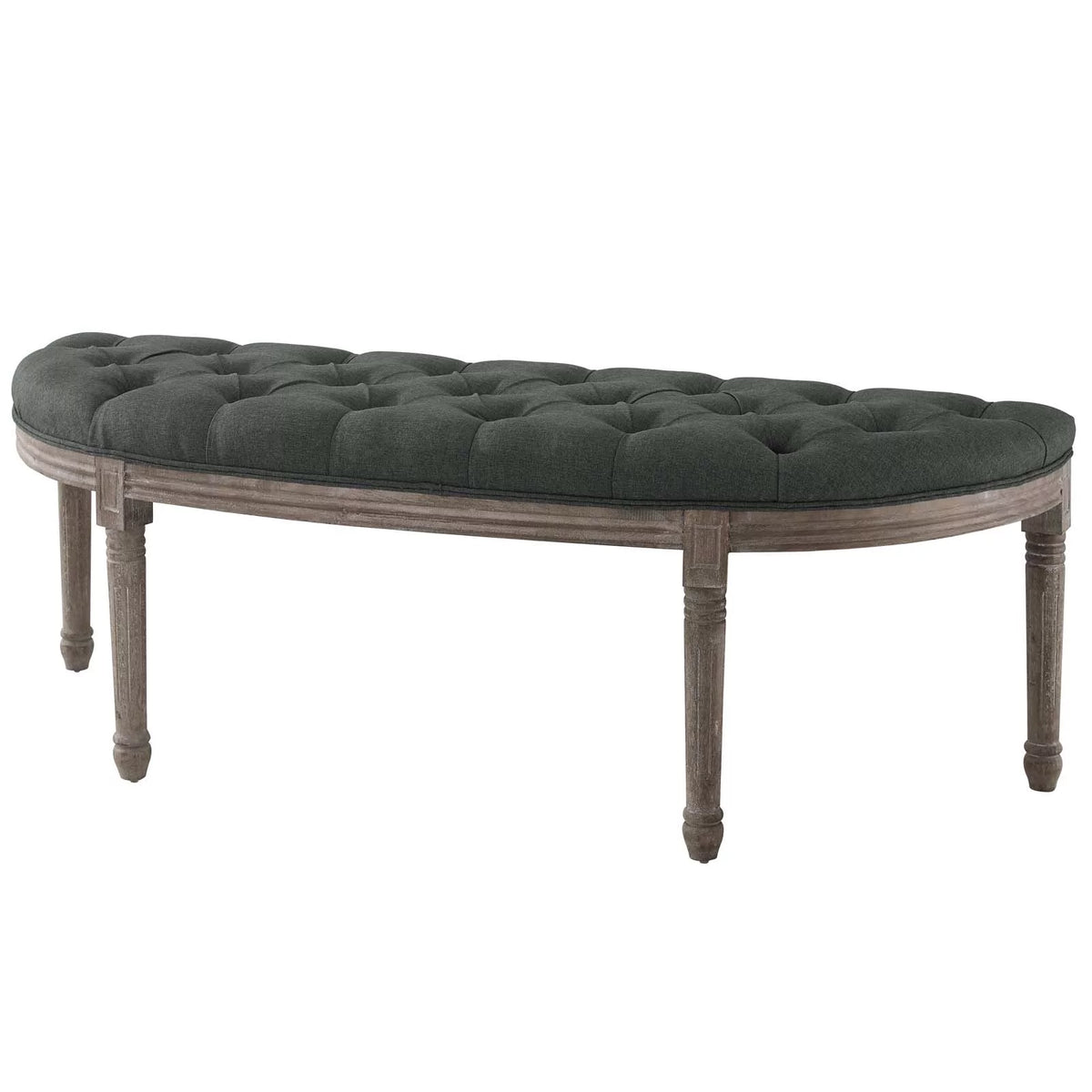 Grey Fabric Wood Accent Chair Bench H81835