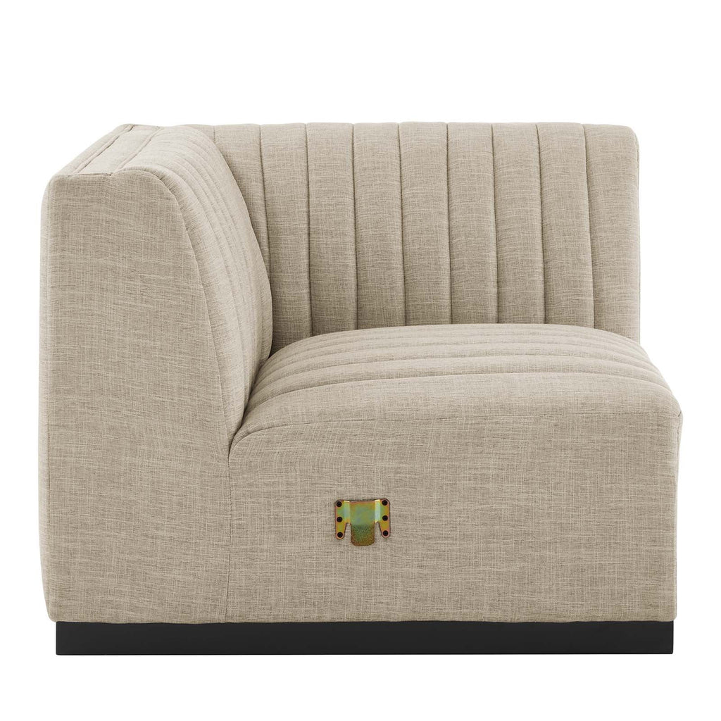 Beige Tufted Fabric Corner Chair P208280