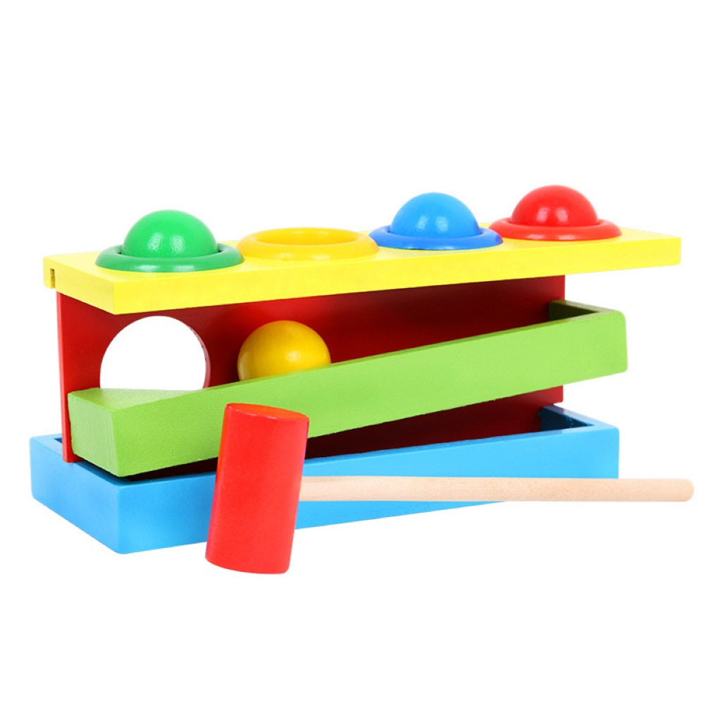 Kid Wooden Color Match Hammering Ball Box Puzzle Game Hand Piling Interactive Toy C2343