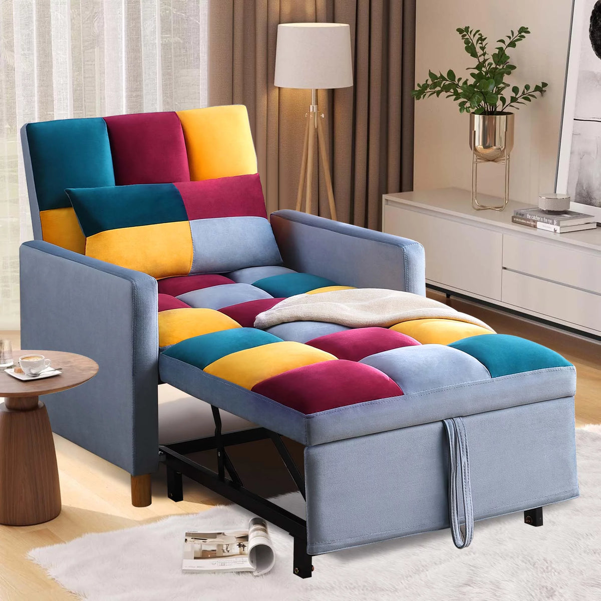 Gray Convertible Sleeper Chair Bed F73580
