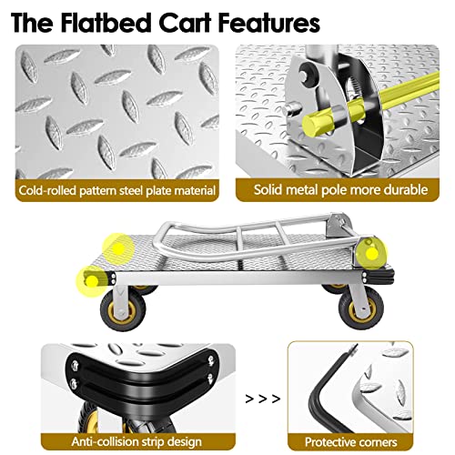Portable Folding Flatbed Cart with 5'' Wheels V6165