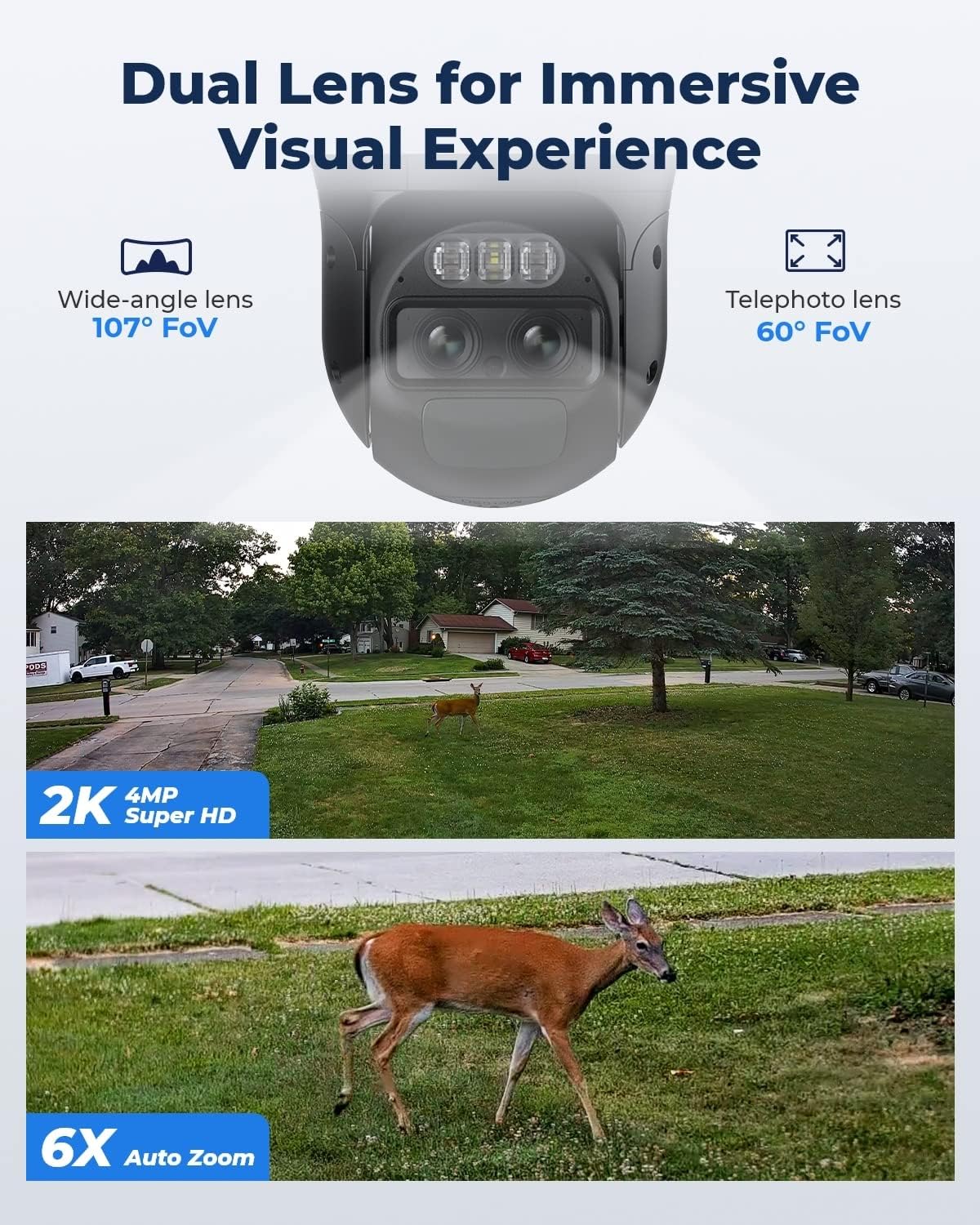Solar Powered 2K Security Camera with Pan Tilt Auto Tracking E370499