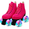 High-top Classic Double-Row Roller Skates Shoes with 4 Shiny Wheels PU Leather G37408
