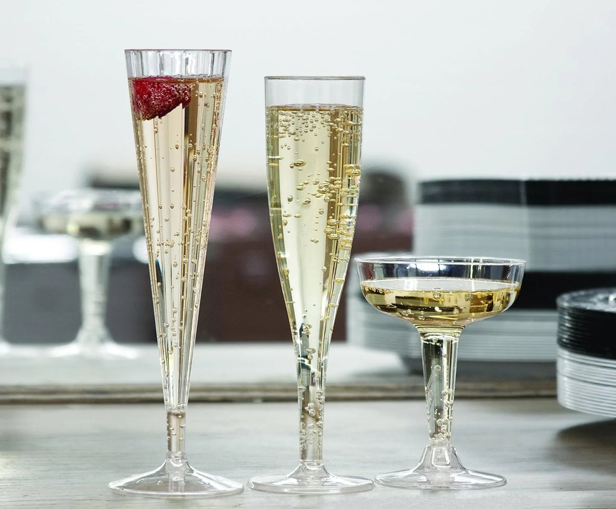 1 Piece Hard Plastic Champagne Flutes, 5 Oz, Clear F16847