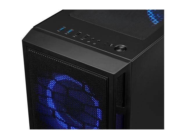ATX Mid Tower PC Computer Case with Dual Ring Blue LED Fans W459920
