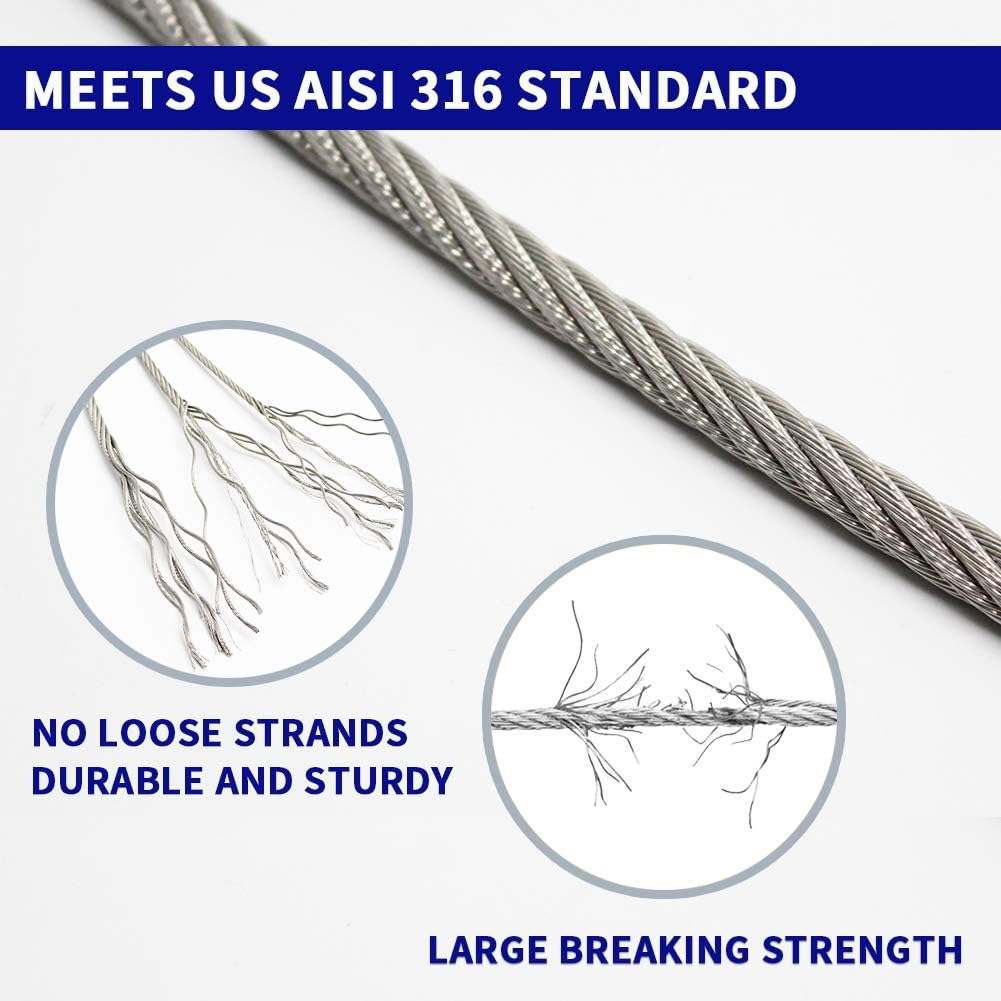 1/8 T316 Stainless Steel Cable 600FT Wire Rope 7 x 7 Strands X341