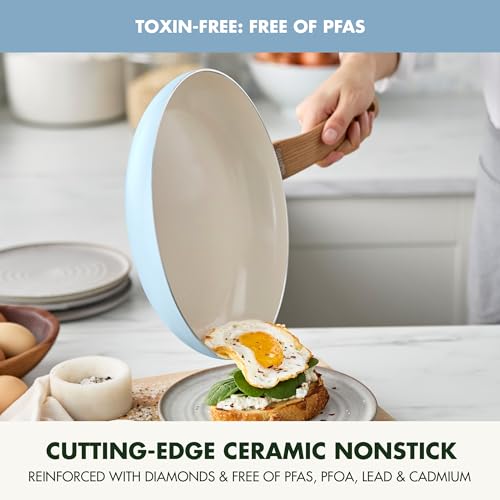 10 Piece Ceramic Nonstick Cookware Pots and Pans Set, Blue F711575