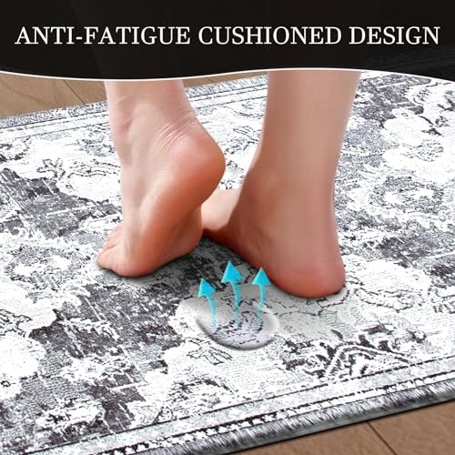 Anti Fatigue Kitchen Mats 2 Piece Set Blue Gray Waterproof Non-Skid Y4906