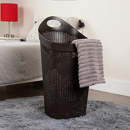 60L Rolling Laundry Hamper with Wheels, Plastic, Brown J533
