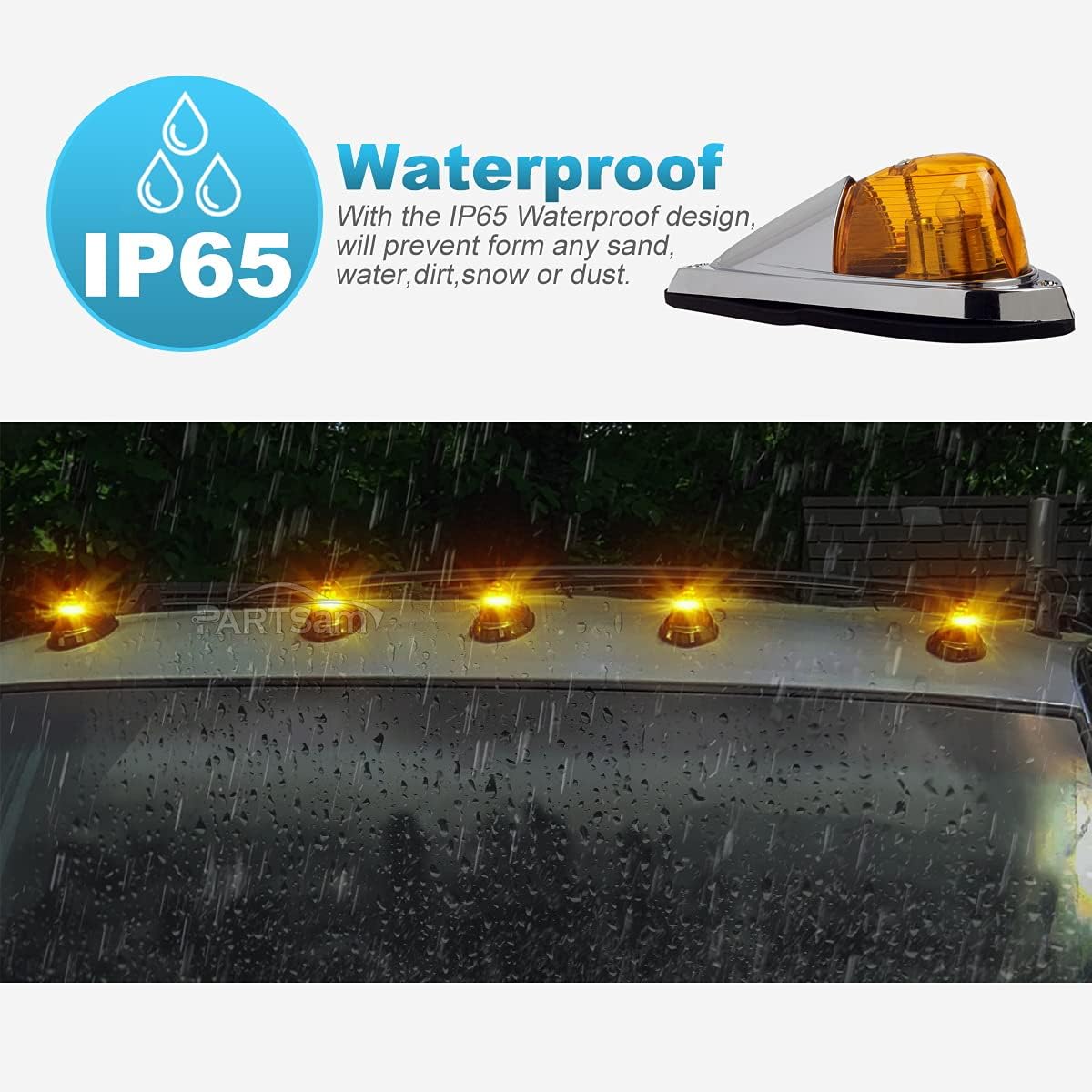 Amber Cab Marker Roof Running Lights Kit Teardrop S854
