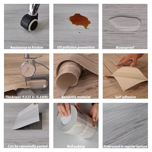 Grey Wood Peel and Stick Vinyl Floor Tile, 36 Pack S363080
