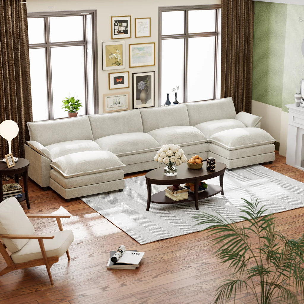 U-Shape 4 Seat Sectional Sofa with Chaise Lounge Gray P84535
