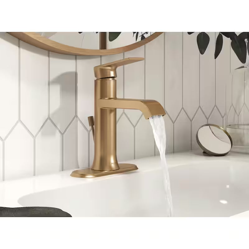 Single Handle Single Hole Bathroom Faucet in Bronzed Gold W416