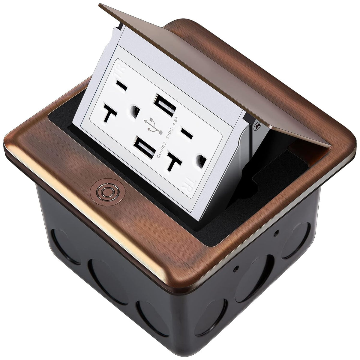 Pop Up Floor Electrical Outlet Stainless Steel Box Kit, 20A Tamper-Resistant Receptacle, Pack of 2 B68459